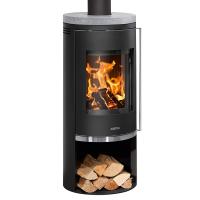 Kaminofen Justus Faro 2.0 Stahl Schwarz Abdeckplatte Speckstein rund 6 kw